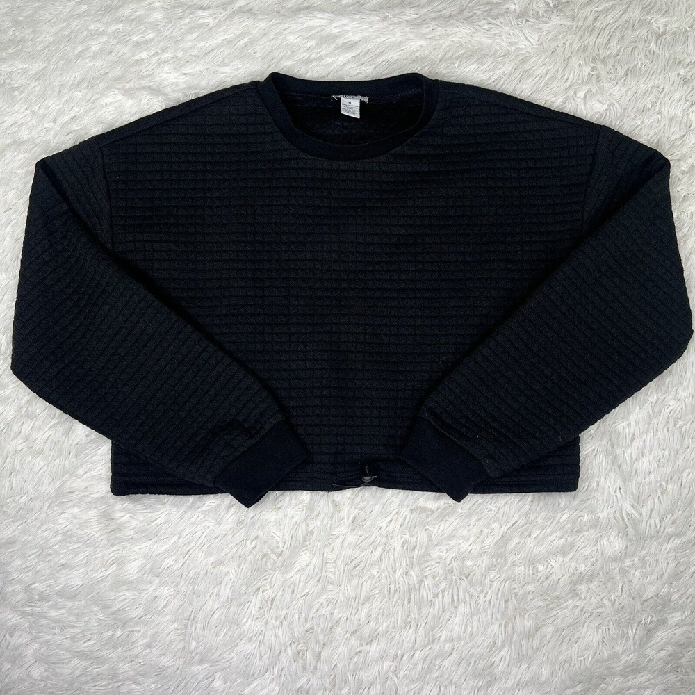 Women's Rue 21 Black Long Sleeve Cropped Button‎ Front Pullover Sweater Size M